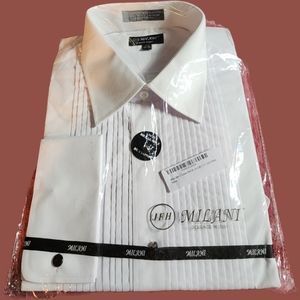 MILANI Men's Tuxedo Shirt White with cuffs